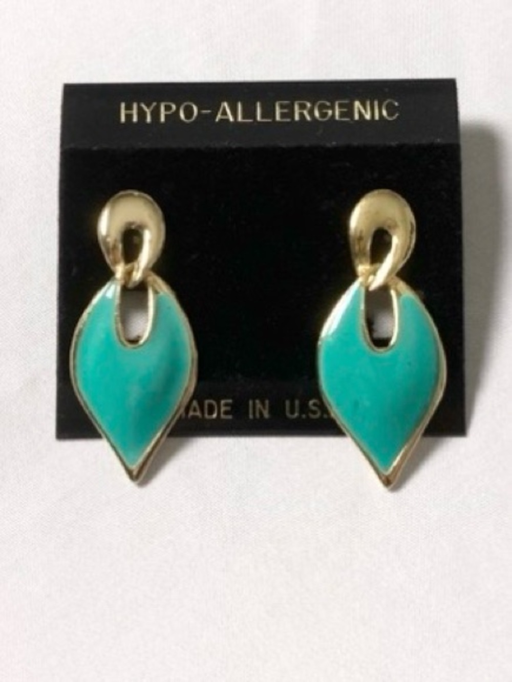 Vintage Gold And Sea Green Colorblock Dangle Earrings